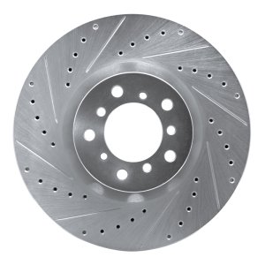 BMW M5 Brake Rotor (1) - Right Front - R1 Concepts - Drilled & Slotted - Silver - `00-`03